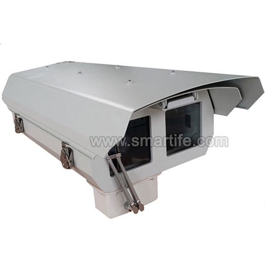 Outdoor IP66 Waterproof Double Room Security Surveillance CCTV Camera Housing Shield Heater Fan Sun Shield Wiper