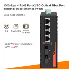 4 RJ45 Ports 2 Optical Fiber Ports Full Gigabit 1000Mbps Industrial Network Ethernet Switch Switcher